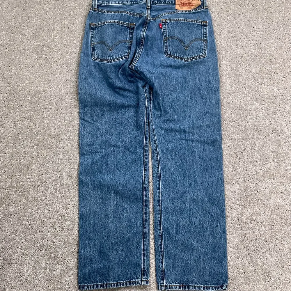 Levis 501 Jeans Men W36 L32 M Blue Button Fly 423 Straight Denim Red Bat‎ Wing
